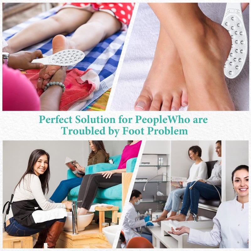 Jutom 2 Pcs Stainless Steel Foot Scraper Metal Foot File Double Sided File Callus Remover Professional Feet Rasp Scrubber for Wet or Dry Skin Easy to Clean Pedicure Tool Heel - Image 5