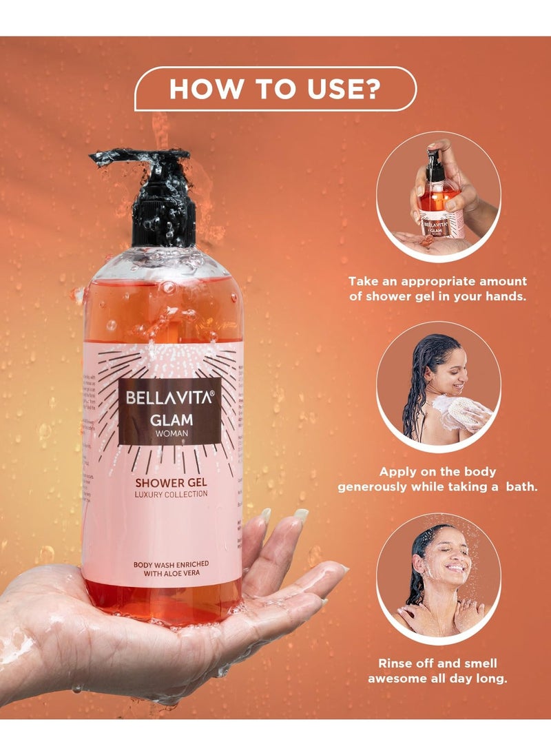 Bella Vita Bella Vita Luxury Glam Woman Body Wash Refreshing Shower Gel for Deep Cleansing Hydrating Moisturising Softer and Smoother Skin with Aloe Vera 500 ml  - Image 3