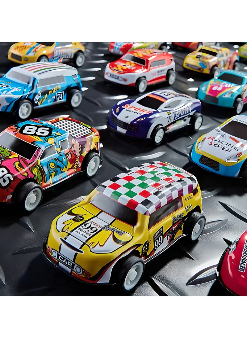 LIXADA Pull Back Cars with Storage Box, 30pcs Racing Cars, Colorful Toy Car with Different Patterns, Made of Aluminum Alloy, Suitable for Boys and Girls Age 3+ (Random Color) - Image 2