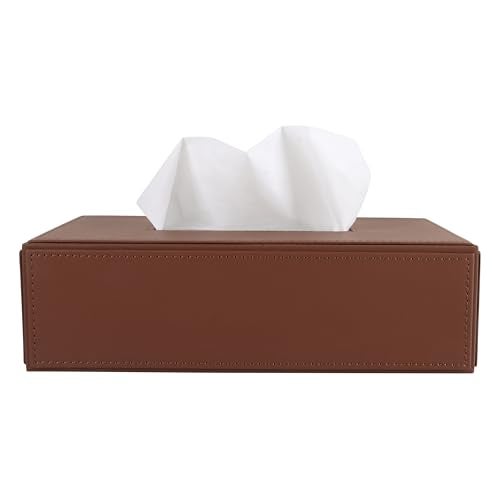 V-CUBE DESIGNS Premium Vegan Leather Tissue Box Holder | Paper Napkin Holder | Sturdy Tissue Case/Cover/Dispenser/Organizer for Home/Bathroom/Office/Table/Desk/Car | Tan - Image 2
