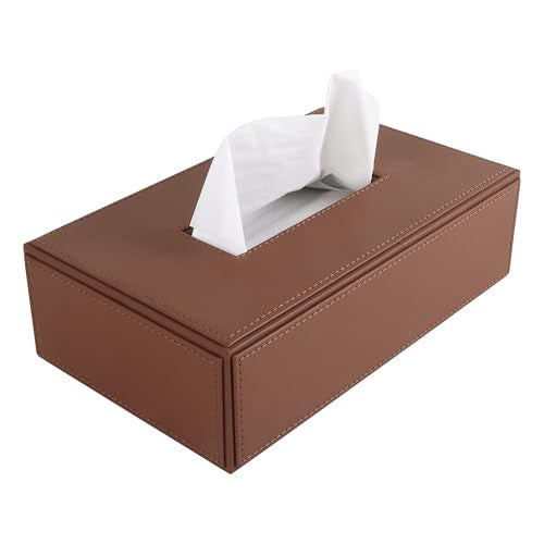 V-CUBE DESIGNS Premium Vegan Leather Tissue Box Holder | Paper Napkin Holder | Sturdy Tissue Case/Cover/Dispenser/Organizer for Home/Bathroom/Office/Table/Desk/Car | Tan - Image 1
