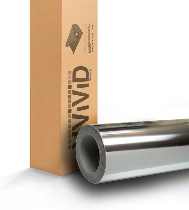 VViViD Silver Mirror Chrome Vinyl Wrap 10ft x 5ft Self Adhesive Film Air Release Bubble and Air-Free 3MIL-VViViD8 - Image 1