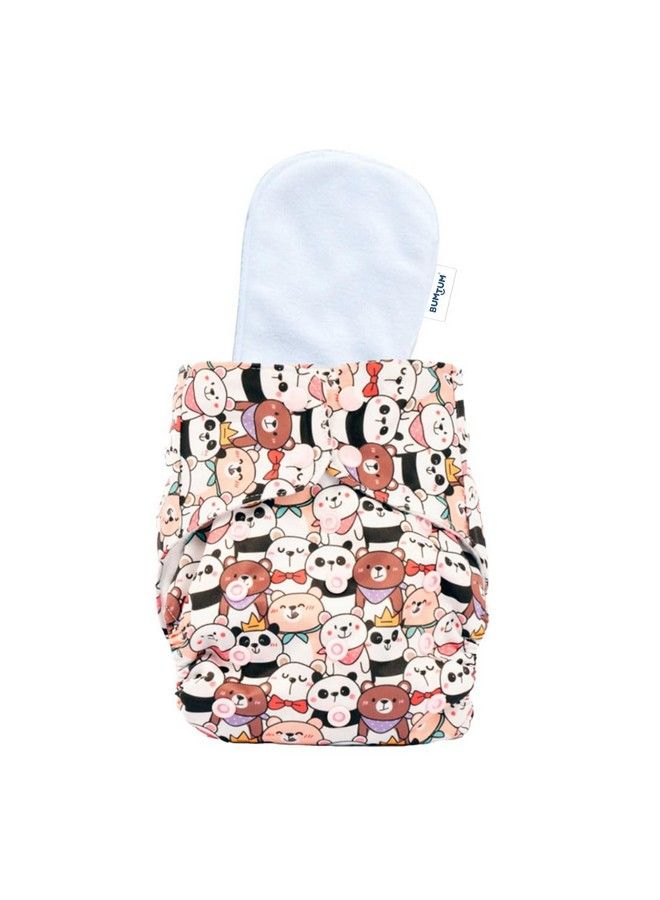 Bumtum 0 To 3 Years Baby Freesize Ultrahygiene Waterproof Friends Extra Soft Cloth Diaper 5Hrs Absorbency ;Washable & Reusable Diaper And Cotton Soaker - Image 1