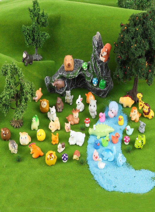 FOPINOA Mini Resin Animals Figures, 50PCS Tiny Resin Animal Miniature Figurines Garden Decor Micro Landscape Fairy Dollhouse Ornament for Fairy Garden, Dollhouse, Plant Pots, Bonsai Craft Decor - Image 1