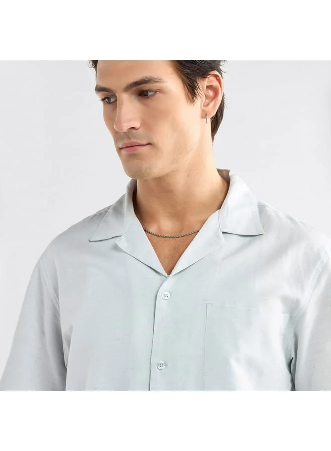 Splash FAV Regular Fit Solid Shirt with Camp Collar and Short Sleeves
