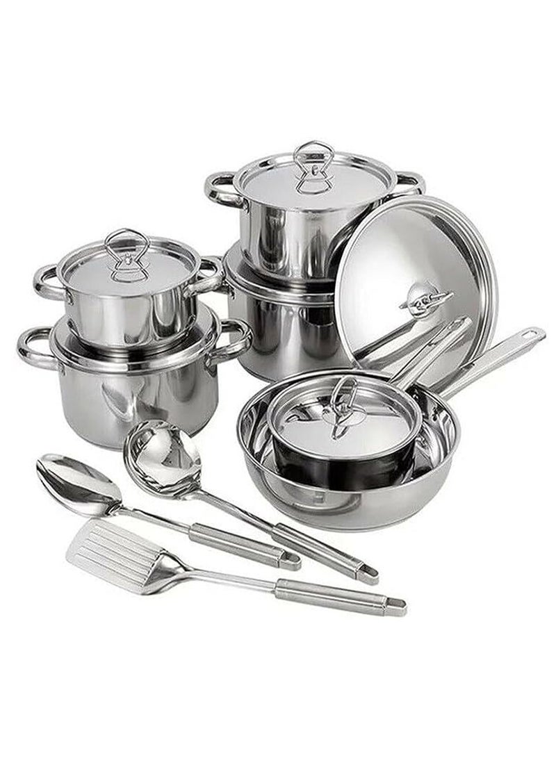 Stainless Steel Pots & Pans Set Dishwasher Safe 15 Pieces - Image 2
