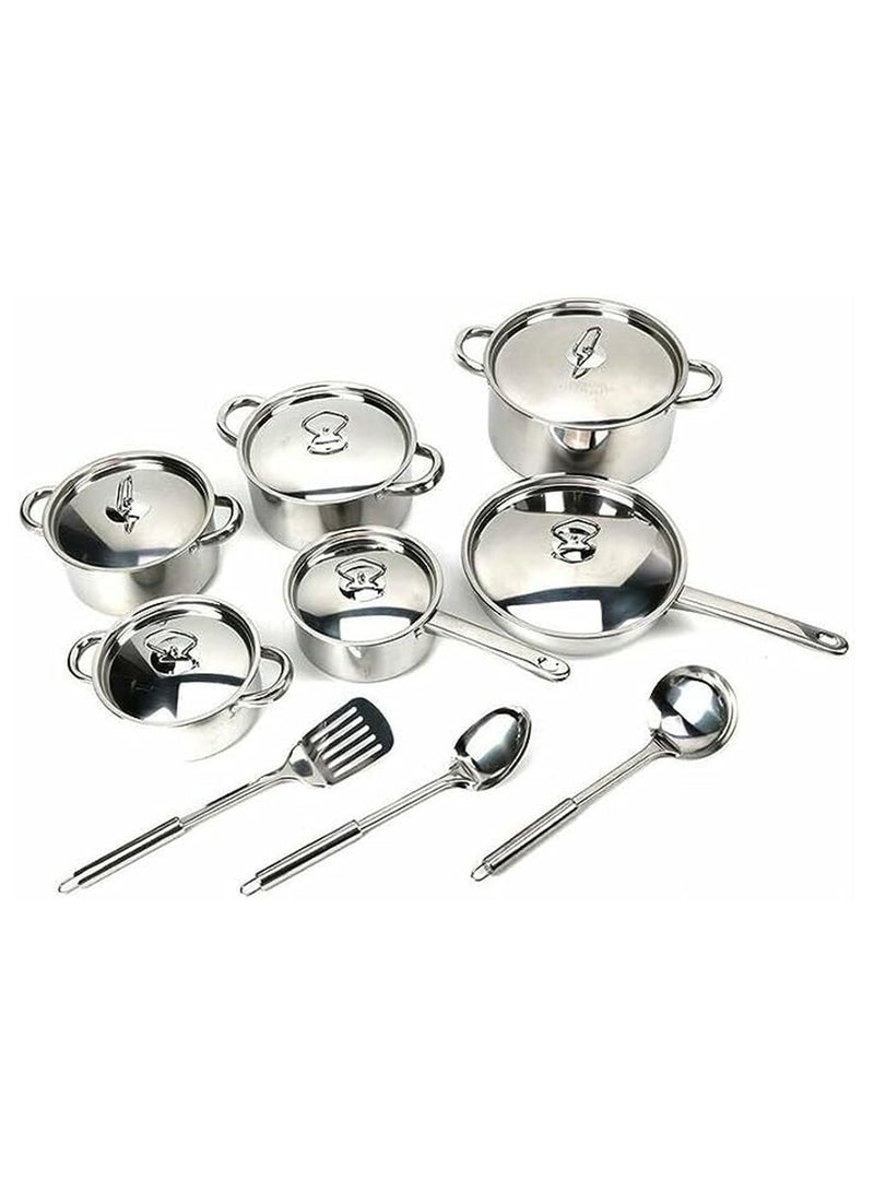 Stainless Steel Pots & Pans Set Dishwasher Safe 15 Pieces - Image 3