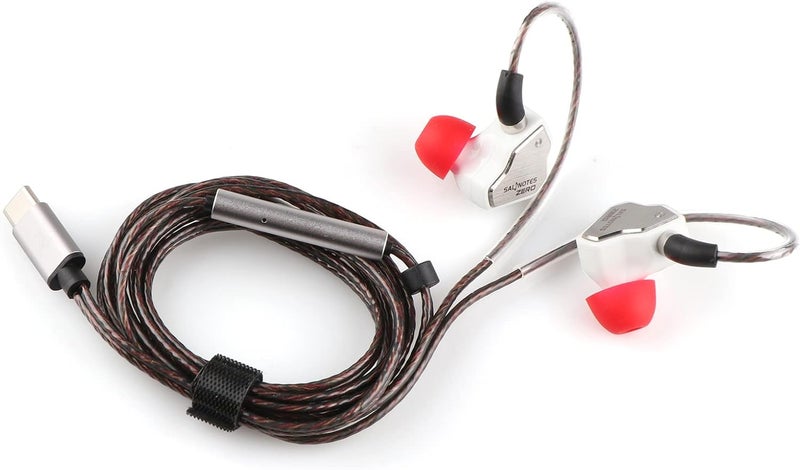 Linsoul 7Hz Salnotes Zero HiFi سماعة أذن داخلية بمحرك ديناميكي 10 مم مع غشاء مركب معدني وواجهة من الفولاذ المقاوم للصدأ وكابل OFC قابل للفصل ثنائي السن (أبيض، مع ميكروفون، نوع C) - Image 2