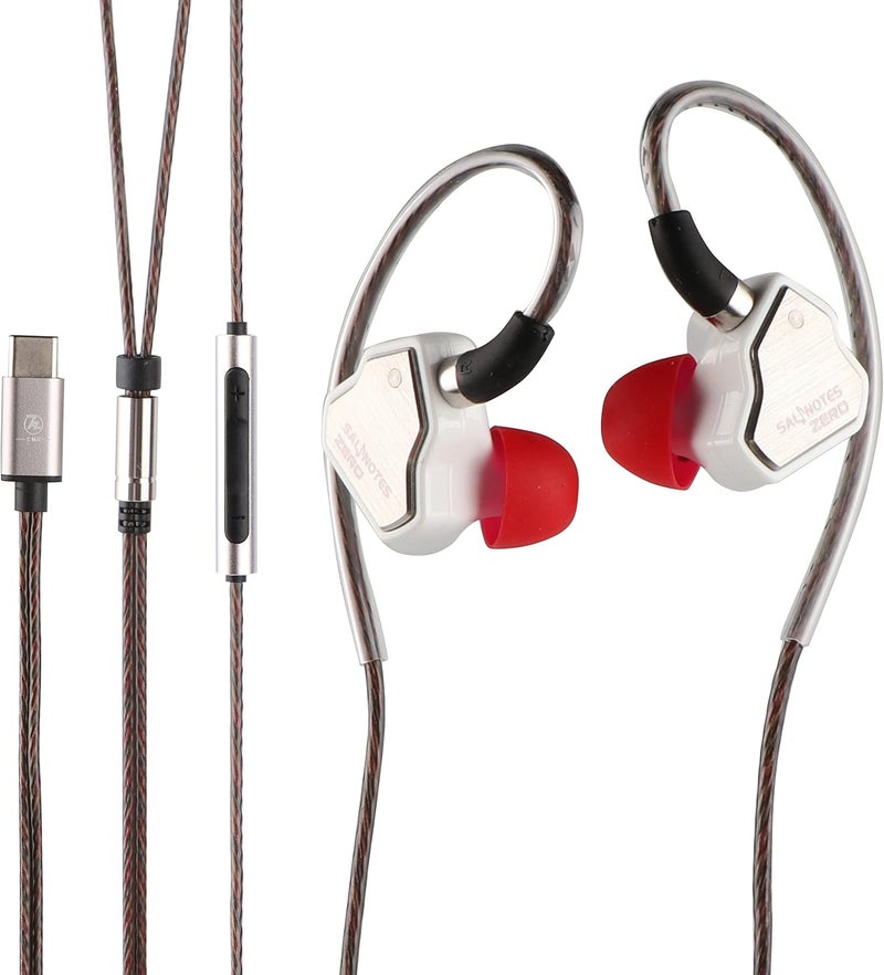 Linsoul 7Hz Salnotes Zero HiFi سماعة أذن داخلية بمحرك ديناميكي 10 مم مع غشاء مركب معدني وواجهة من الفولاذ المقاوم للصدأ وكابل OFC قابل للفصل ثنائي السن (أبيض، مع ميكروفون، نوع C) - Image 1