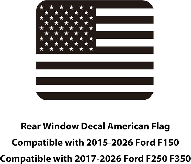 Zxiaochun Rear Middle Window American Flag Decal for Ford F150 F250 F350 2015-2020 2021 2022 2023 2024 2025 Back Center Sliding Window Glass USA Flag Vinyl Sticker Exterior Accessories(Matte Black) Transparent body - Image 3