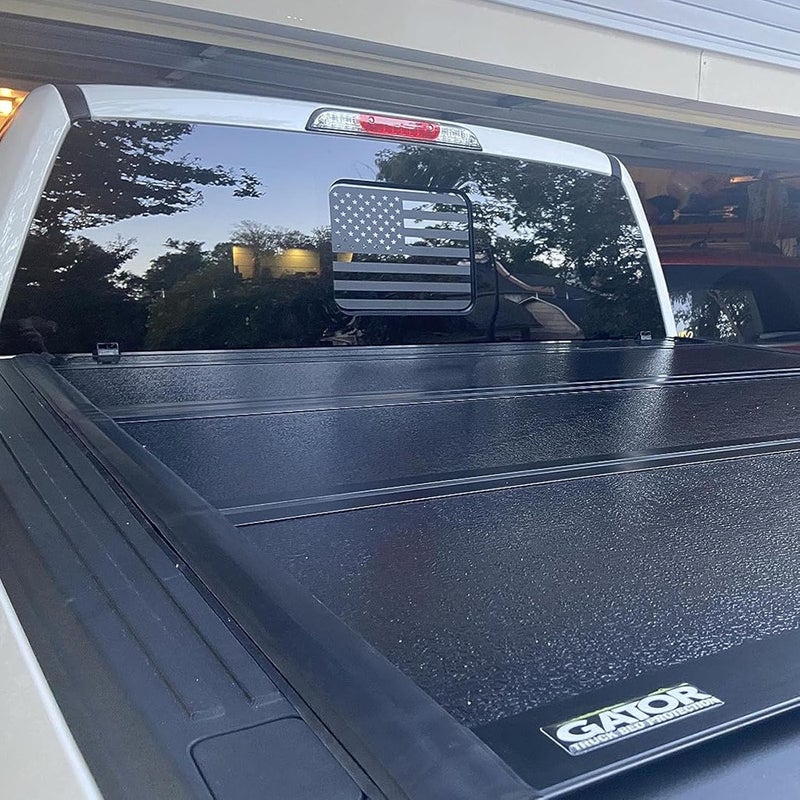 Zxiaochun Rear Middle Window American Flag Decal for Ford F150 F250 F350 2015-2020 2021 2022 2023 2024 2025 Back Center Sliding Window Glass USA Flag Vinyl Sticker Exterior Accessories(Matte Black) Transparent body - Image 5