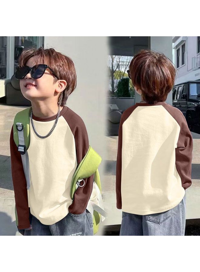 Children's Autumn And Winter New Round Neck German Velvet Bottoming Shirt, Warm Splicing T-shirt, Boys' Cartoon Top