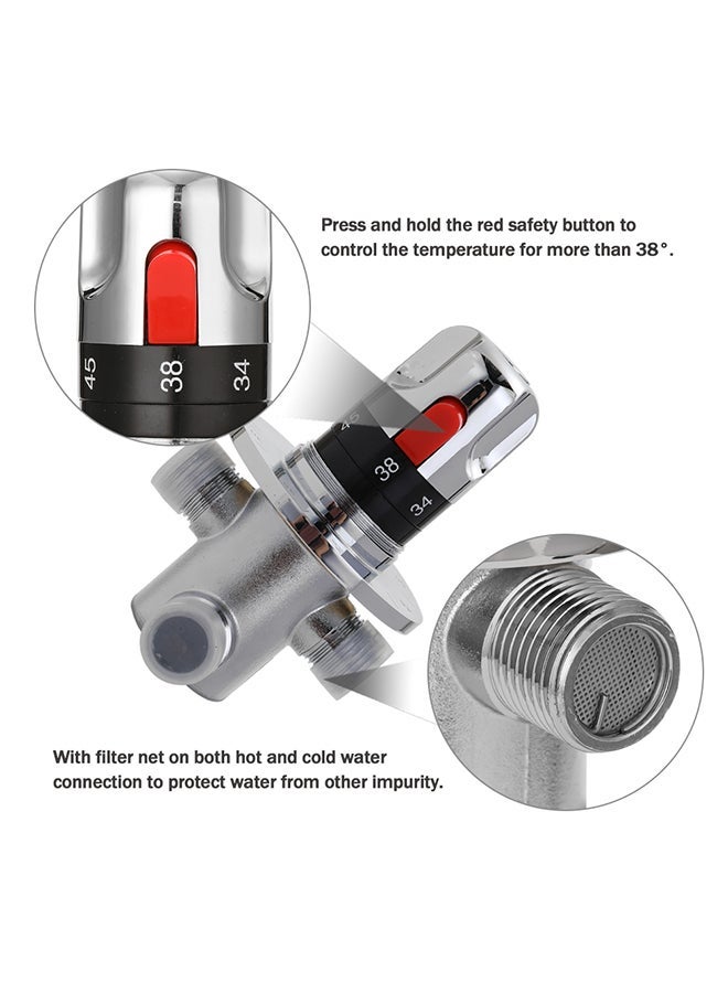 NIBEMINENT Adjustable Thermostatic Mixer Valve Silver 13x7x7.50centimeter - Image 4