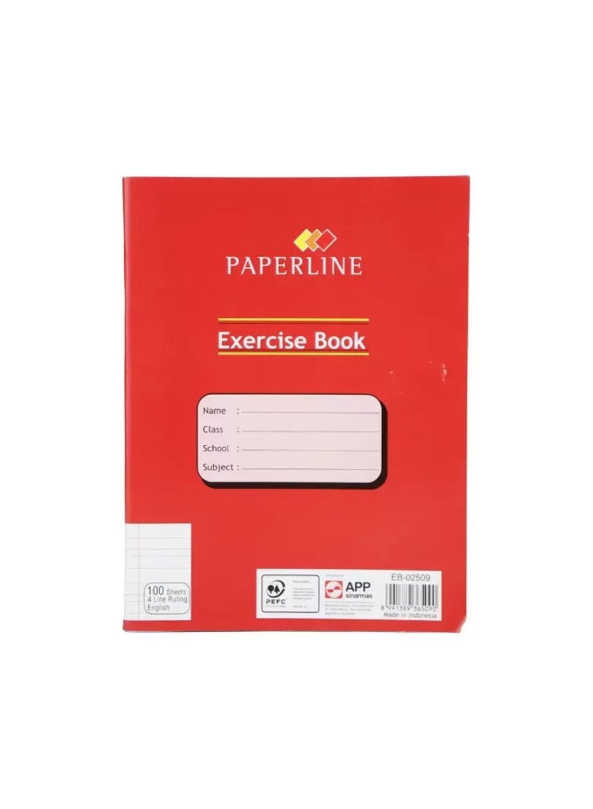 Paperline 4 Line Ruling Notebook English Subject Notebook with 100 Sheets - Image 1