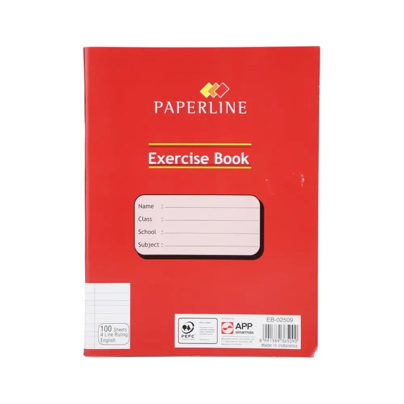 paperline دفتر ملاحظات بابرلاين ذو 4 خطوط لمادة اللغة الإنجليزية مع 100 ورقة - Image 1