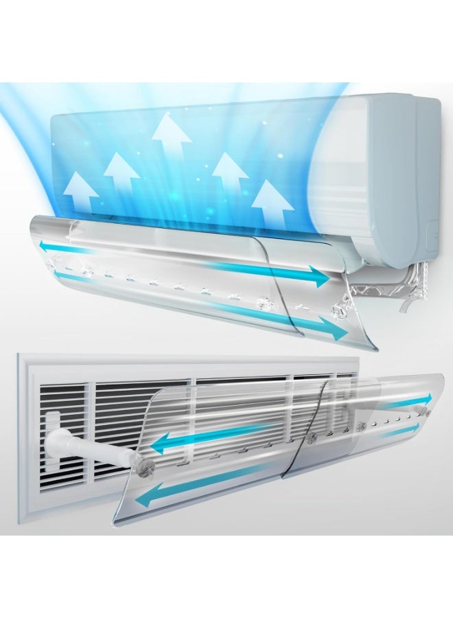 عاكس هواء مكيف الهواء، عاكس مكيف هواء قابل للتعديل الطول والزاوية (56-102 سم) حواجز مانعة للرياح، دوران هواء التبريد/التدفئة، زجاج أمامي مضاد للهواء المباشر - Image 1