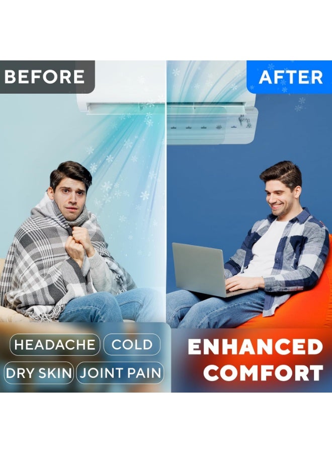 عاكس هواء مكيف الهواء، عاكس مكيف هواء قابل للتعديل الطول والزاوية (56-102 سم) حواجز مانعة للرياح، دوران هواء التبريد/التدفئة، زجاج أمامي مضاد للهواء المباشر - Image 3