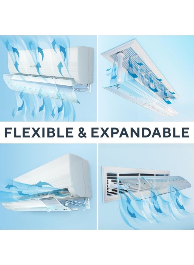 عاكس هواء مكيف الهواء، عاكس مكيف هواء قابل للتعديل الطول والزاوية (56-102 سم) حواجز مانعة للرياح، دوران هواء التبريد/التدفئة، زجاج أمامي مضاد للهواء المباشر - Image 4