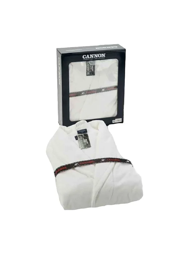 Cannon Combed Cotton Snug and Secure Fit Plain Bath Robe for Men White 10 x 35 x 30 cm CN RHTL