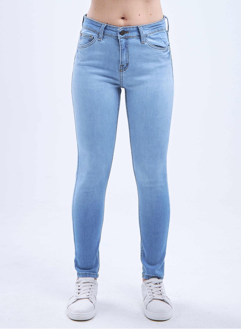CIZARO High-Waist Light Wash Degrade Skinny Jeans. - Image 2