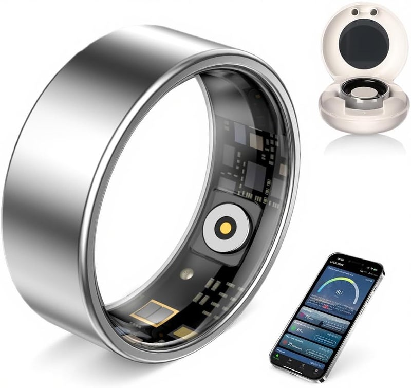 AI Smart Ring for Women Men | Sleep Tracker Ring with Heart Rate &Blood Oxygen | 10ATM Waterproof Fitness Ring | Step Counter & GPS Activity Fitness Tracker | 7-Day Battery (Silver, 13) - Image 1