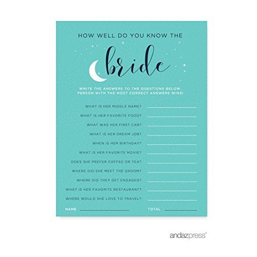 Andaz Press Love You to the Moon and Back Wedding Collection Fill in the Blanks Advice for the BridetoBe Bridal Shower Game Cards 20Pack