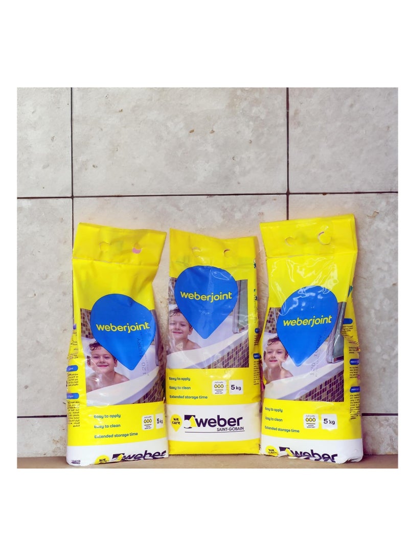 Weber Tile Grout Cement Based Pre Mixed Tile Joint Grout 5Kg-(MUSTARD) - Image 2