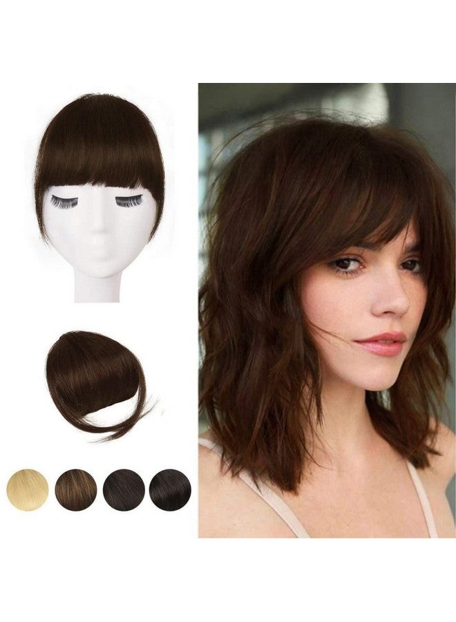 BARSDAR Clip In Bangs Real Human Hair Bangs Clip In For Women Thick Brown Hair Bangs With Temples Real Hair Clip In Fringe Natural Hair Bangs Extensions Washable Dyeable Dark Auburn Brown - Image 1