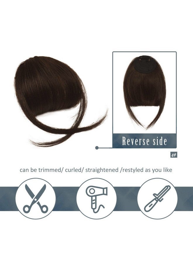 BARSDAR Clip In Bangs Real Human Hair Bangs Clip In For Women Thick Brown Hair Bangs With Temples Real Hair Clip In Fringe Natural Hair Bangs Extensions Washable Dyeable Dark Auburn Brown - Image 3