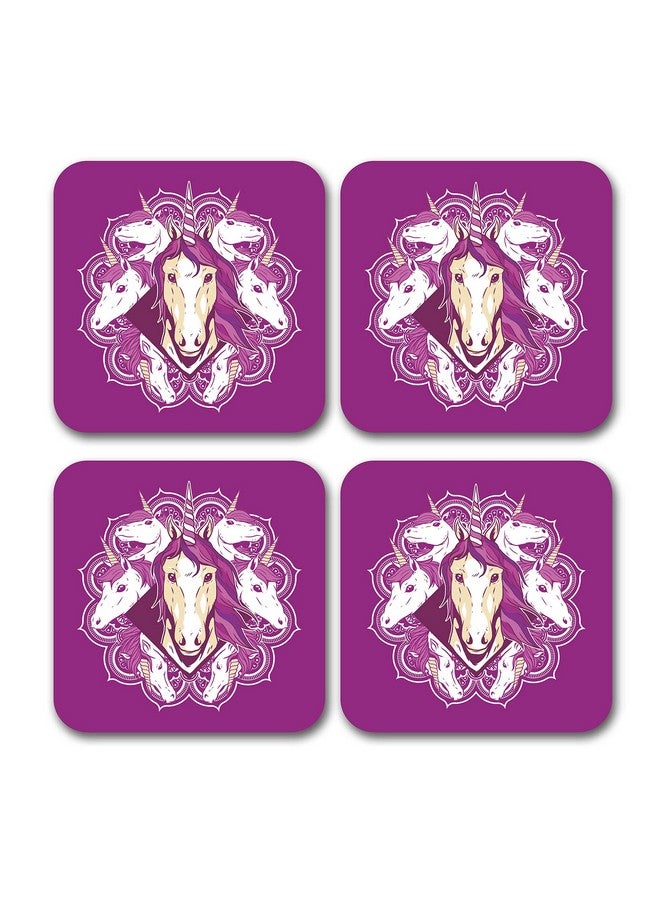 Tinywalk Cute Korean Coasters Wooden Printed Coaster Square (3.5X3.5) inch Set of 4 Pieces - Image 1
