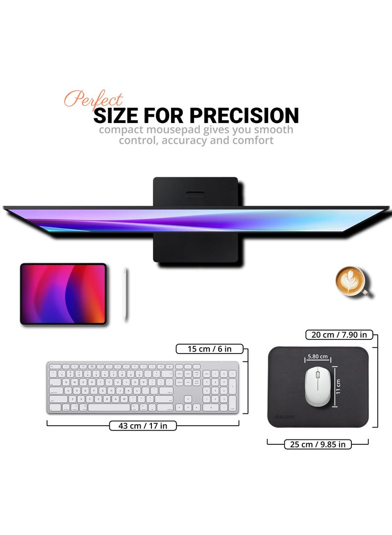 ABARCY Dual-Sided Leather Mouse Pad - Small, 25x20 cm (9.84 x 7.87 inch), Waterproof, Non-Slip, Stitched Edges, Multi-Use, Gaming & Office - Black & Red, Portable, Smooth Movement - Image 3