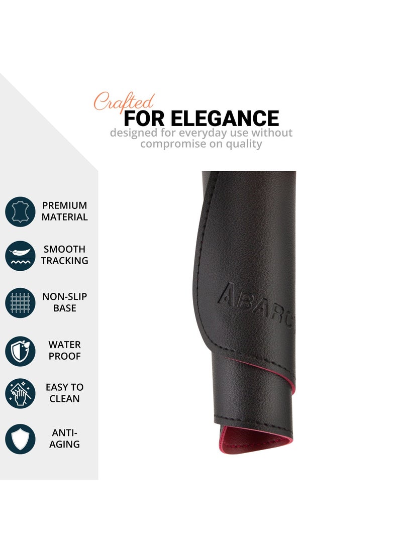 ABARCY Dual-Sided Leather Mouse Pad - Small, 25x20 cm (9.84 x 7.87 inch), Waterproof, Non-Slip, Stitched Edges, Multi-Use, Gaming & Office - Black & Red, Portable, Smooth Movement - Image 4