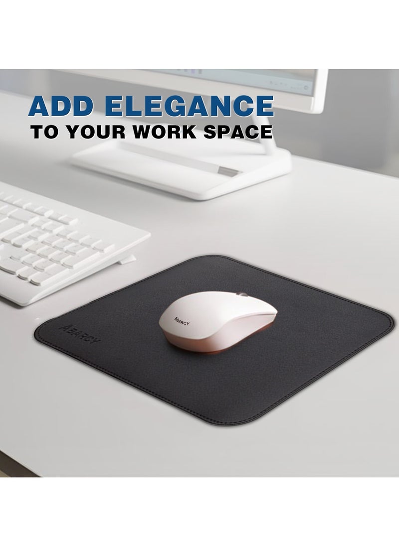 ABARCY Dual-Sided Leather Mouse Pad - Small, 25x20 cm (9.84 x 7.87 inch), Waterproof, Non-Slip, Stitched Edges, Multi-Use, Gaming & Office - Black & Red, Portable, Smooth Movement  - Image 3