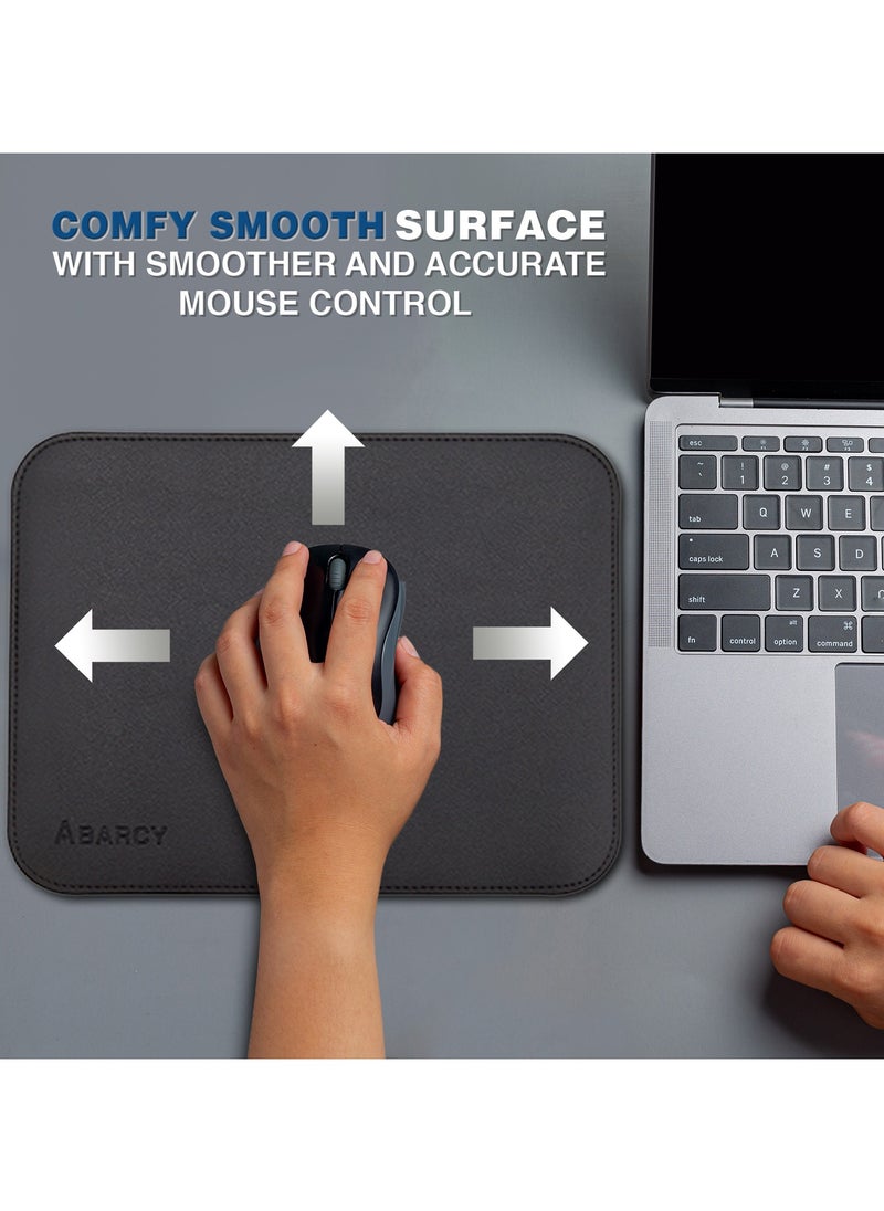 ABARCY Dual-Sided Leather Mouse Pad - Small, 25x20 cm (9.84 x 7.87 inch), Waterproof, Non-Slip, Stitched Edges, Multi-Use, Gaming & Office - Black & Red, Portable, Smooth Movement  - Image 4