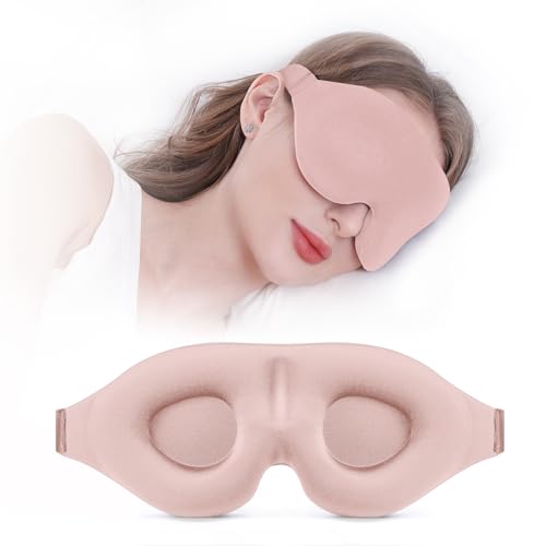 YIVIEW Sleep Mask for Side Sleeper Complete Light Blocking 3D Pink Sleeping Eye Mask Soft Breathable Eye Cover for Women Men Relaxing Zero Pressure Night Blindfold - Image 2