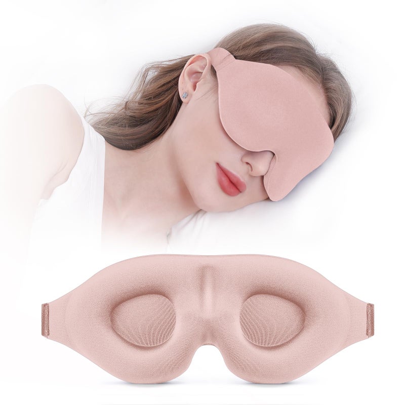 YIVIEW Sleep Mask for Side Sleeper Complete Light Blocking 3D Pink Sleeping Eye Mask Soft Breathable Eye Cover for Women Men Relaxing Zero Pressure Night Blindfold - Image 3