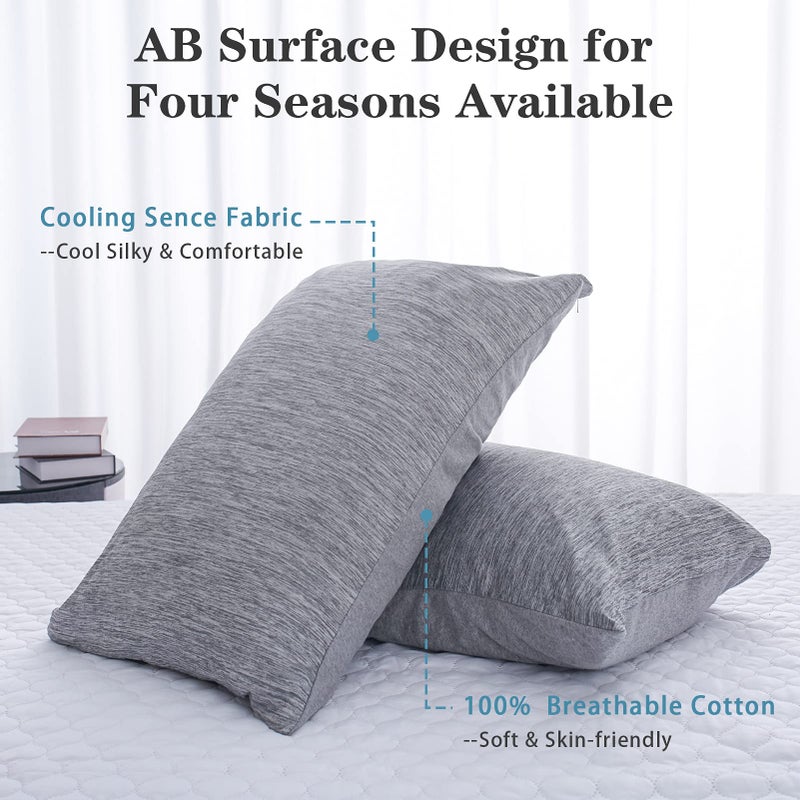 CHOSHOME Cooling Pillow Cases Zipper Pillow Covers Q-Max > 0.45 Zippered Pillowcases for Hot Sleepers, Soft, Breathable, Skin-Friendly, 2 Pack (Standard, 20" x 26", Grey) - Image 2
