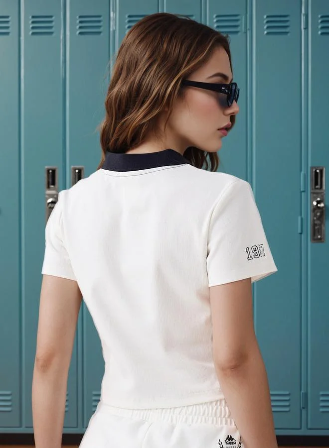 Kappa Kappa Ribbed Cropped Polo T-shirt