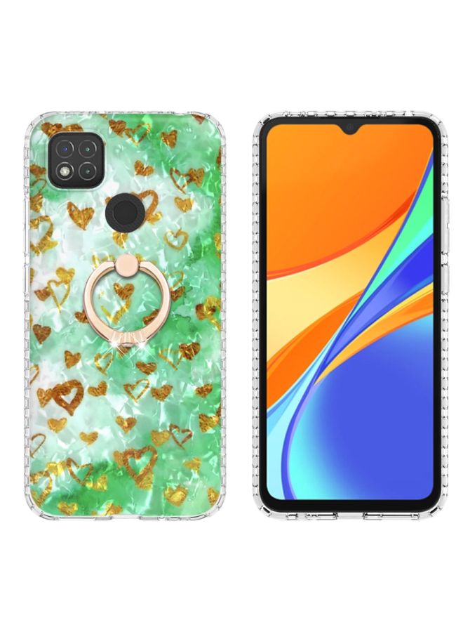 Case Cover For Xiaomi Redmi 9C / 9 Indian Version Ring Holder 2.0mm Airbag TPU Phone Case Gold Heart