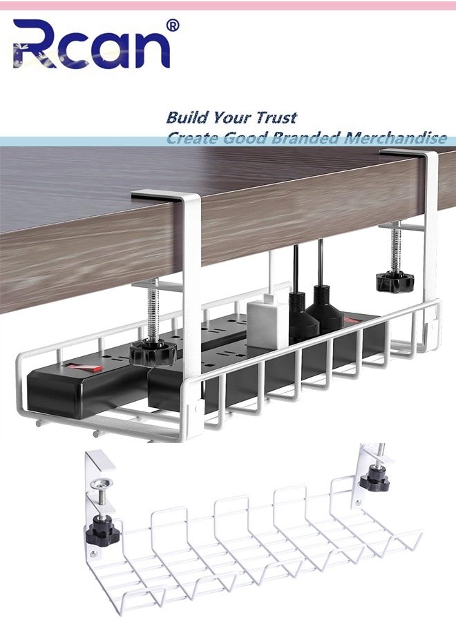 Rcan Under Desk Cable Management Tray No Drill Steel Desk Cable Organizers Wire Management Tray Cable Management Rack for Office Home No Damage to Desk  - Image 1