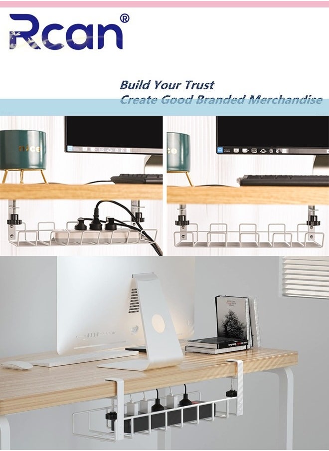 Rcan Under Desk Cable Management Tray No Drill Steel Desk Cable Organizers Wire Management Tray Cable Management Rack for Office Home No Damage to Desk  - Image 4