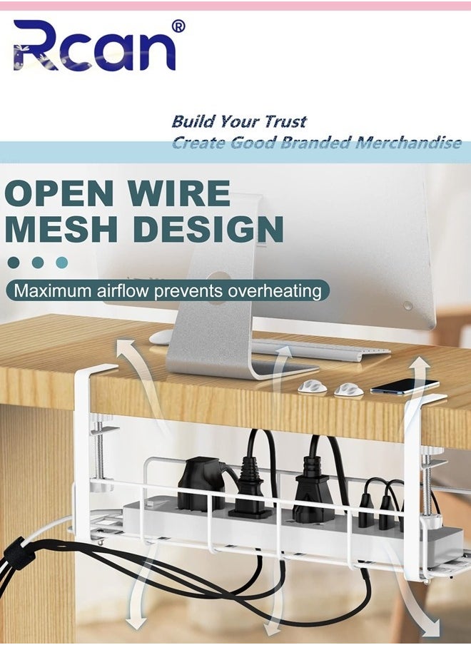 Rcan Under Desk Cable Management Tray No Drill Steel Desk Cable Organizers Wire Management Tray Cable Management Rack for Office Home No Damage to Desk  - Image 3