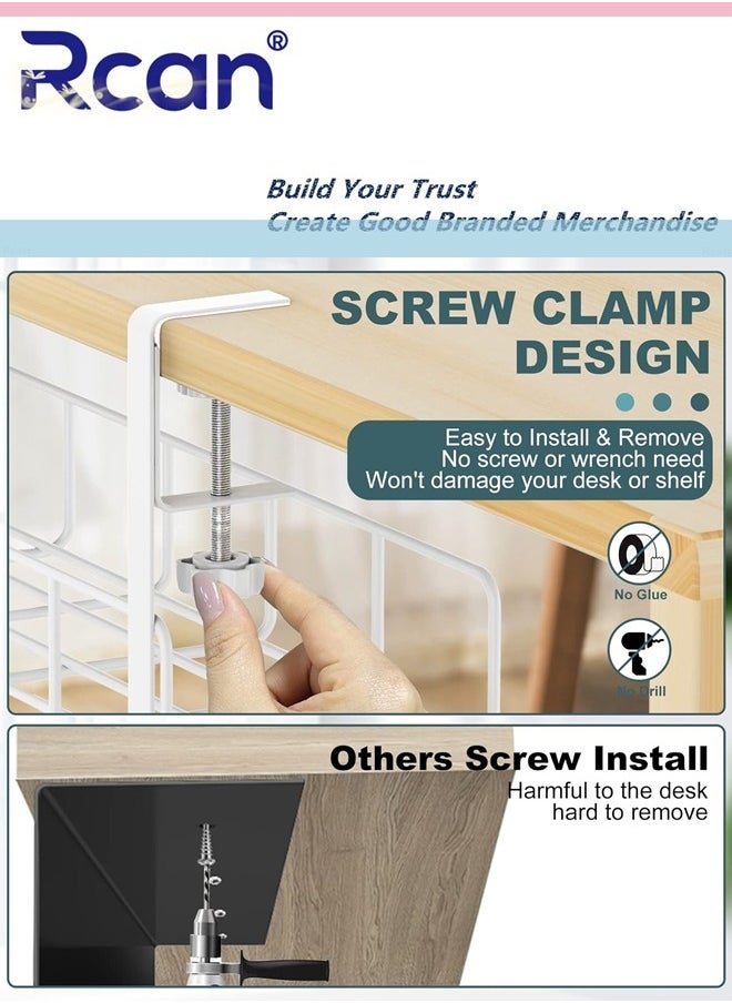 Rcan Under Desk Cable Management Tray No Drill Steel Desk Cable Organizers Wire Management Tray Cable Management Rack for Office Home No Damage to Desk  - Image 5