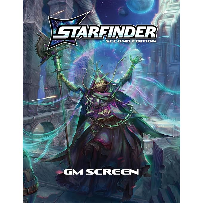 Starfinder GM Screen, 4-Panel Game Master | Reference Charts & Ben Wootten Art for Sci-Fi Tabletop RPG