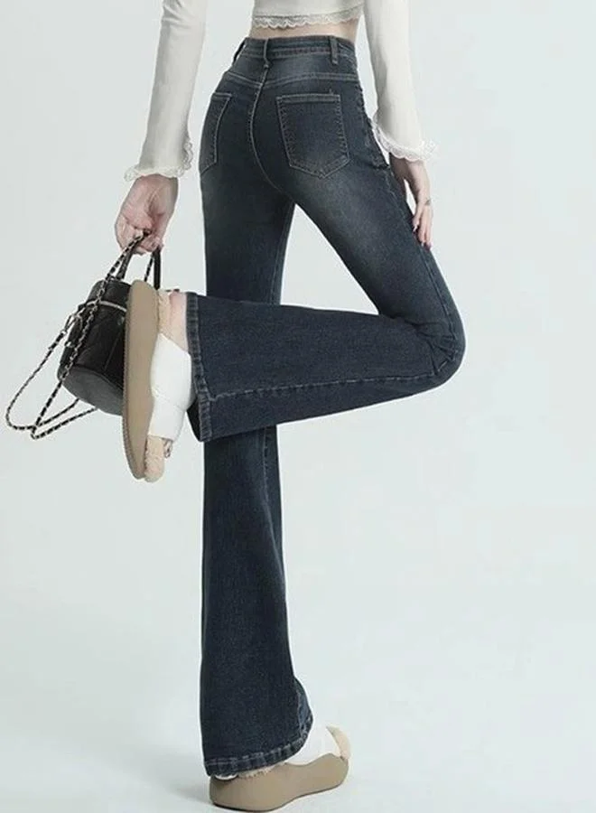 يونيكي Blue Cotton Flared High-Rise Jeans