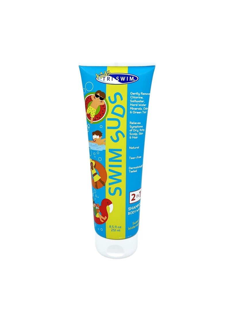 Triswim TRISWIM Kids SWIM SUDS Natural TearFree 2in1 Shampoo and Body Wash  Gently Removes Chlorine  Saltwater  Ensuring a Delightful PostSwim Routine for your Kids 