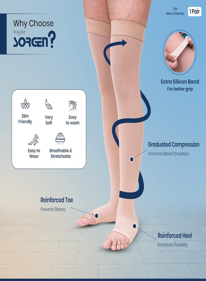Sorgen Royale (Microfiber) Extra Soft Superior Fabric Medical Compression Stockings for Varicose Veins Class 1 Thigh Length | Above knee class I compression socks | 18-21 mm Hg (X-Large) - Image 2