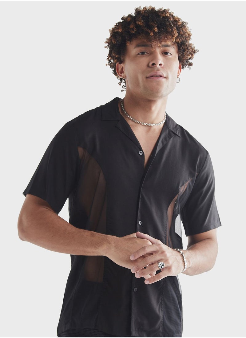 FAV Mesh Panelled  Regular Fit Shirt  - Image 1