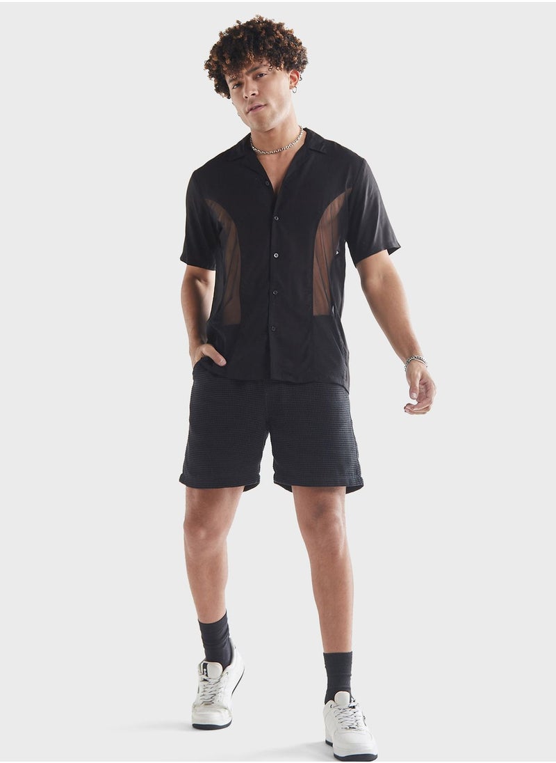 FAV Mesh Panelled  Regular Fit Shirt  - Image 4