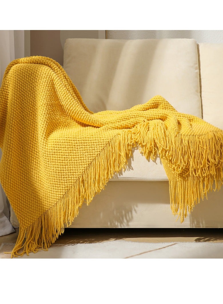 إسكدنيا شرابة تصميم نسيج محبوك بطانية لينة للحفاظ على الحارة الصفراء - Image 1